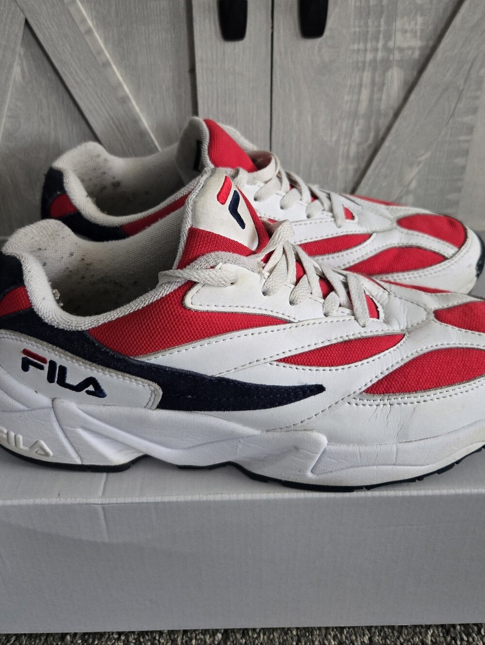 Men's Red & White Fila Sneakers
